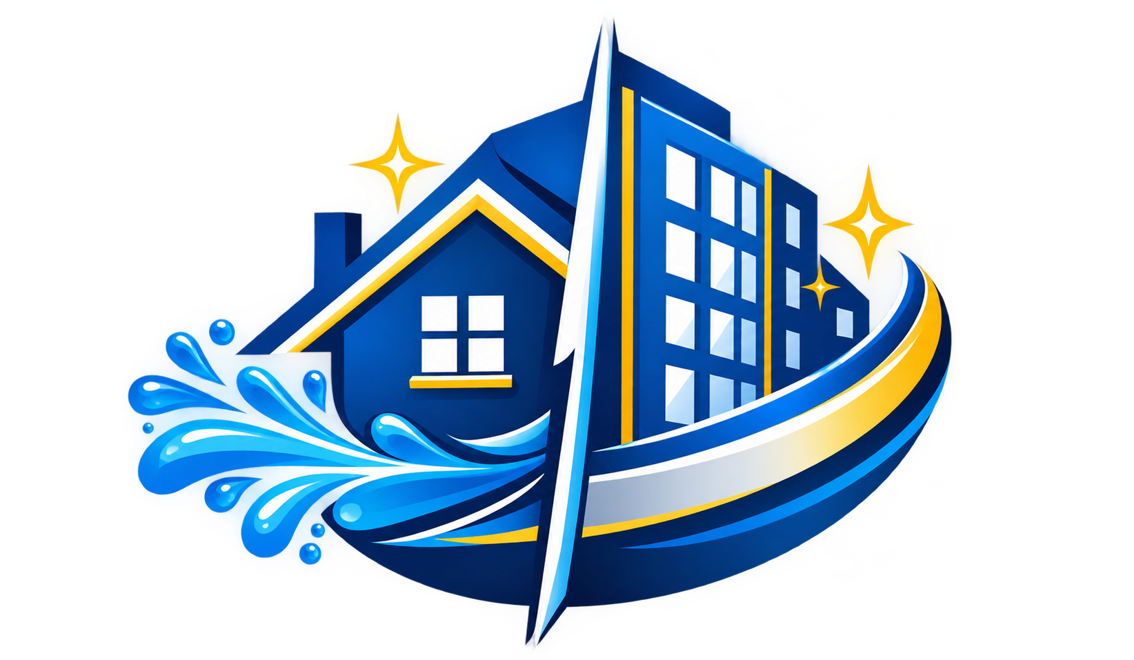 Glossy Blue Cleaning House Emblem